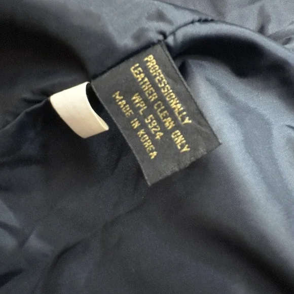 Vintage Cooper Leather Jacket Mens 46 Black Bomber Flight Epaulets Band Hand 80s